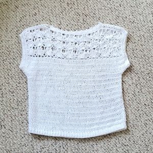 White handmade short sleeve sweater no tags.